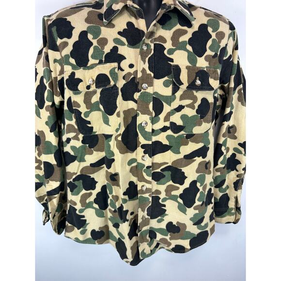 Vintage Prentiss Outdoors Chamois Cotton Shirt Size Medium Camo Outdoors Western - Picture 11 of 12